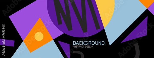Abstract background. Blocks, lines, triangles, circles composition. Techno or business concept for wallpaper, banner, background, landing page