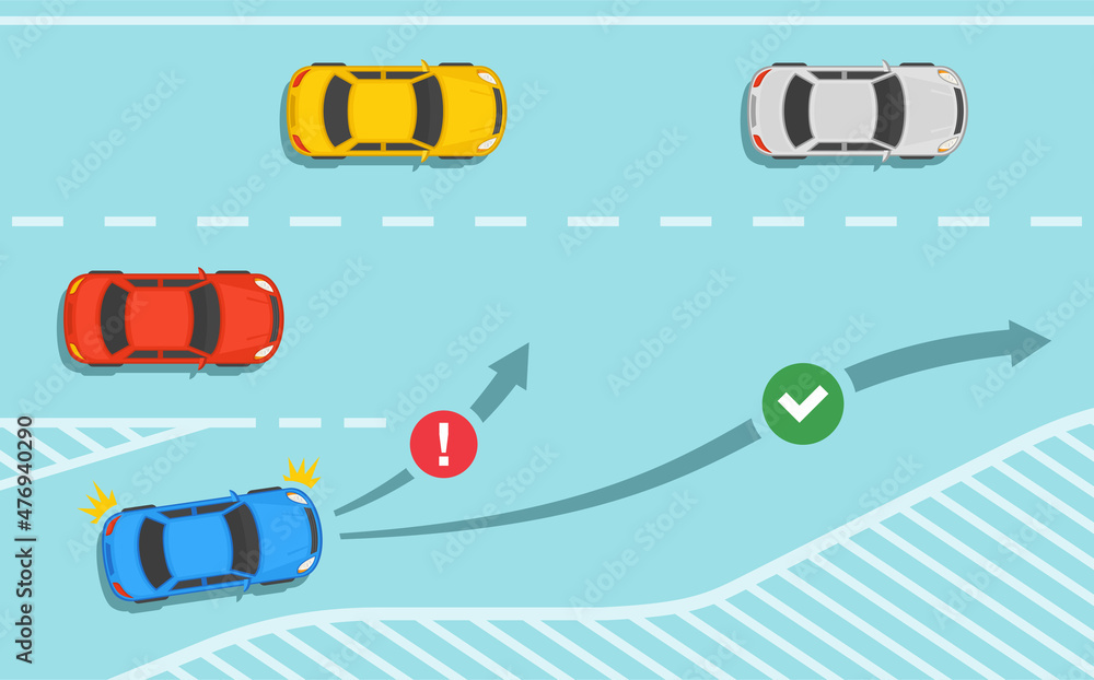 Safety car driving rules. Dangerous and safety entering to major