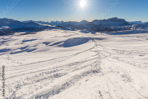 Mountain Ski Resort Sunshine Banff, Alberta Canada on a sunny winter day