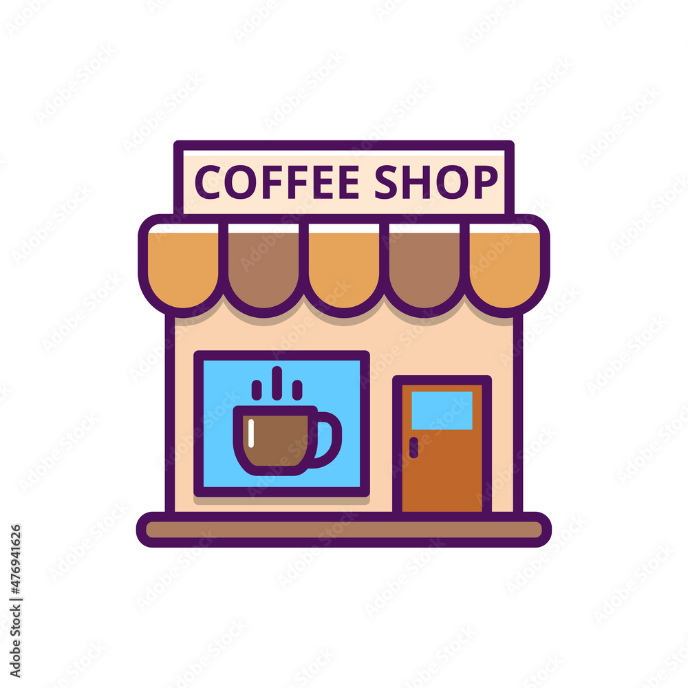 Simple coffee shop building vector illustration isolated on white background Simple coffee shop building vector illustration isolated on white background