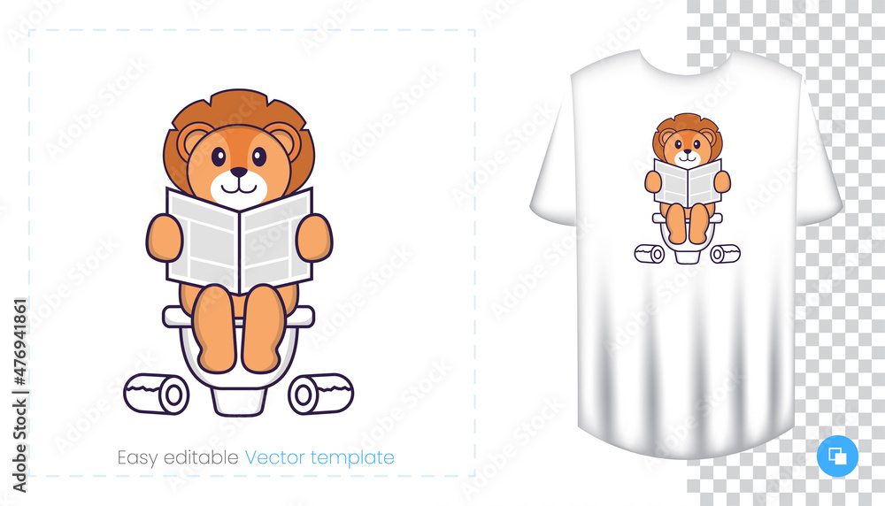 Cute lion character. Prints on T-shirts, sweatshirts, cases for mobile phones, souvenirs. Isolated vector illustration on white background. Cute lion character. Prints on T-shirts, sweatshirts, cases for mobile phones, souvenirs. Isolated vector illustration on white background.