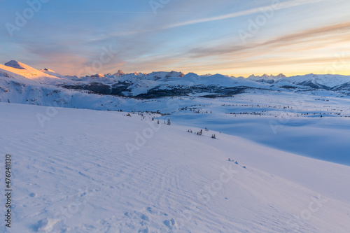 Assiniboine Mountain Ski Resort Sunshine Banff, Alberta Canada winter sunset