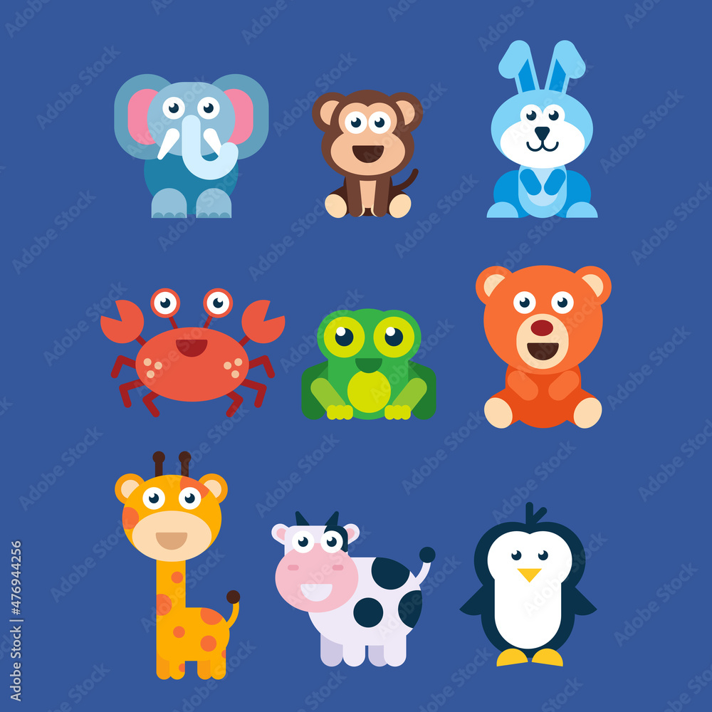 Set of cute cartoon animals