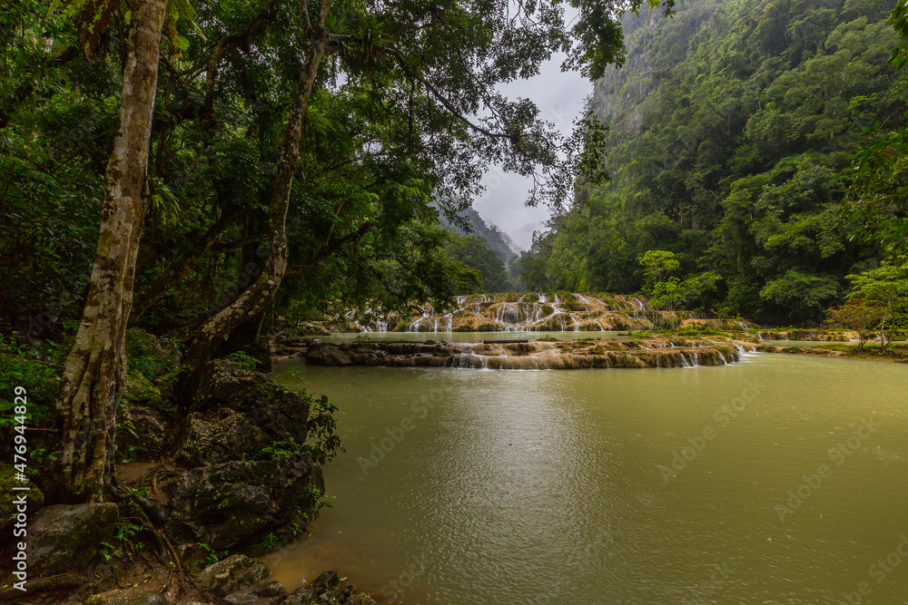 Fototapeta premium Semuc Champey in rain season, Lanquin, Guatemala, Central America