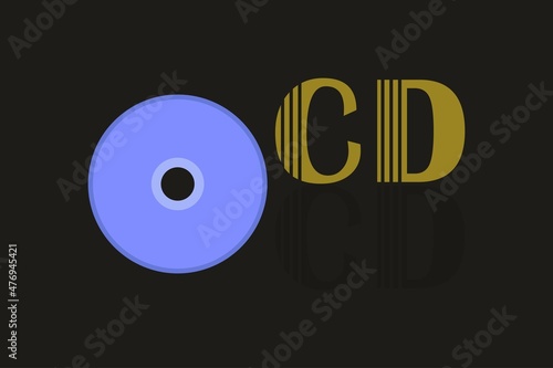 CD cassette symbol with typography vector design. VCD,  DVD disc sign.