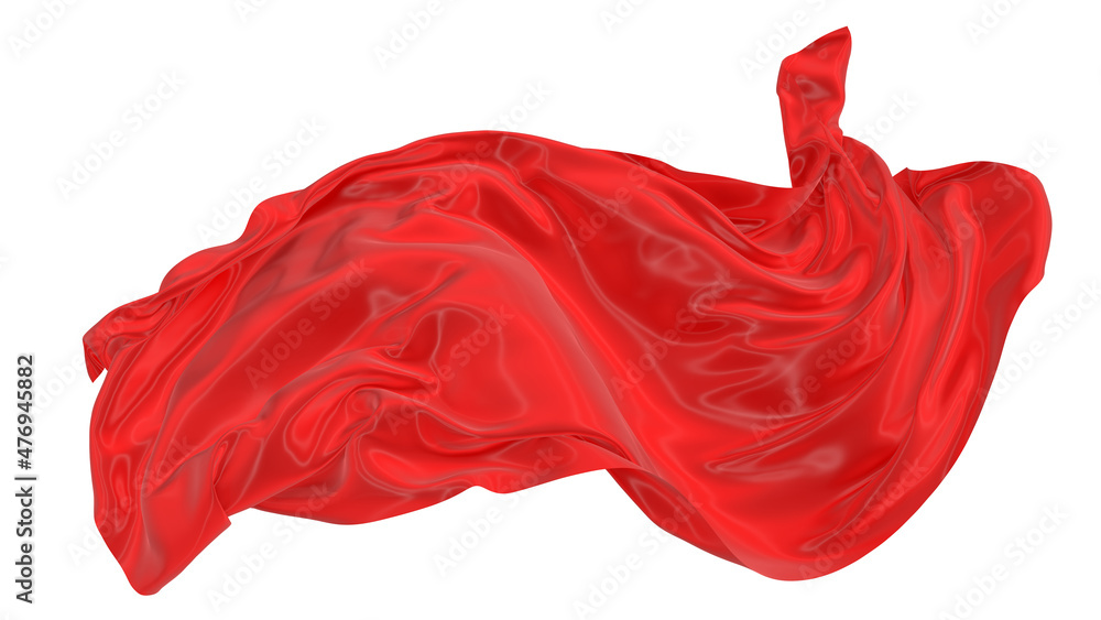 Beautiful flowing fabric of red wavy silk or satin. 3d rendering image.