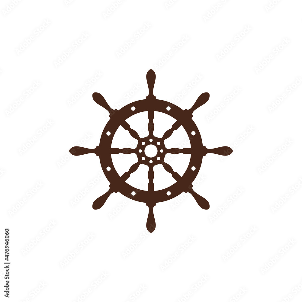 Obraz premium ship's steering wheel logo icon design template vector