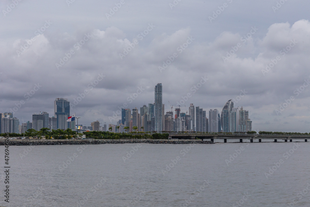 Panama City skyline and the Panama Bay. Panama City skyline and the Panama Bay.