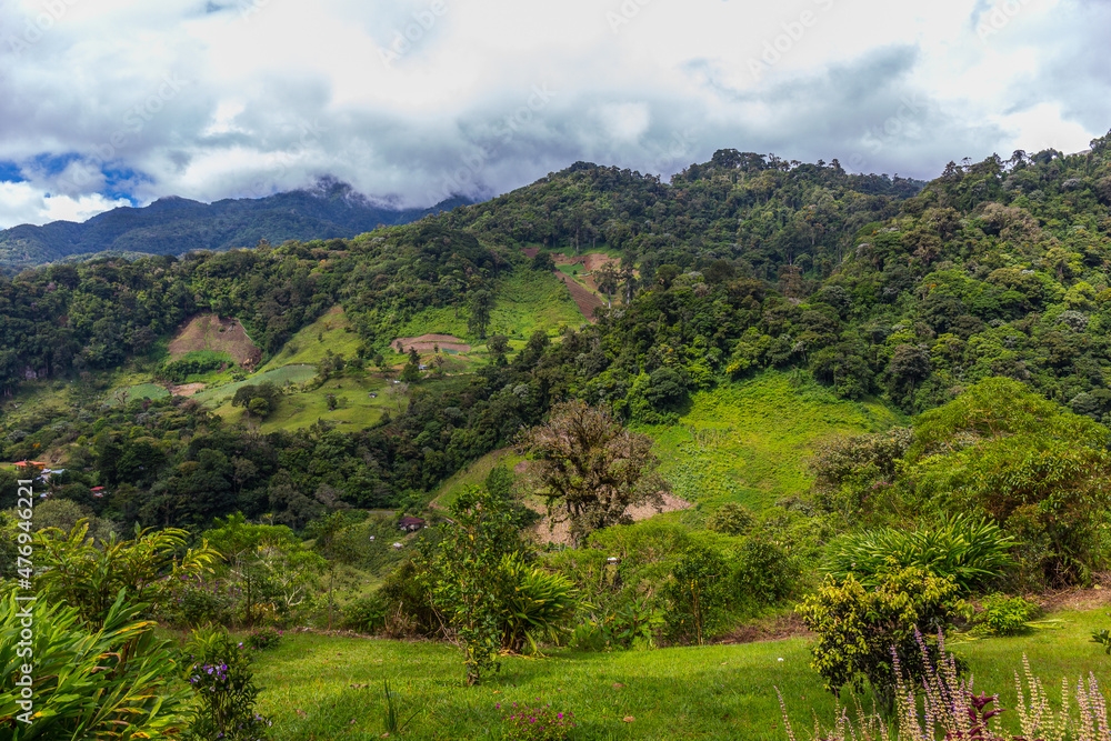 View of valley and town of Boquete, Panama, Central America