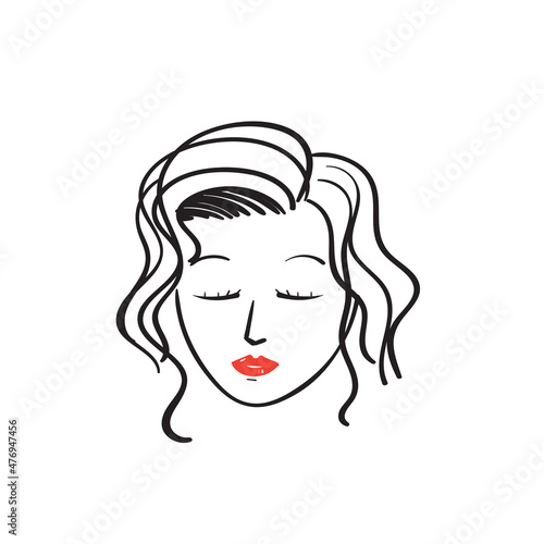 hand drawn doodle woman face and hairstyle vector illustration isolated