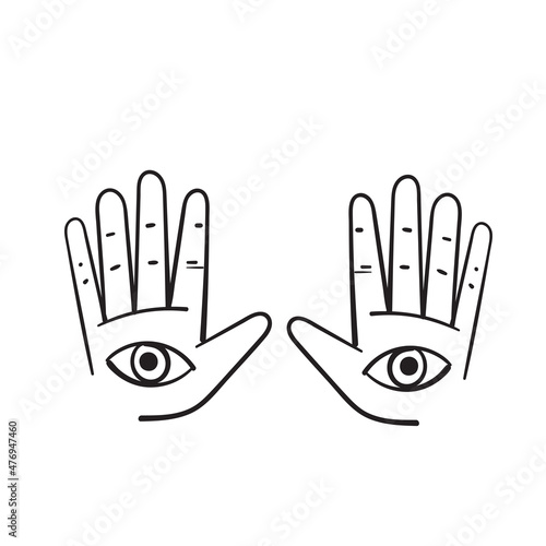 hand drawn doodle hand with eyes symbol for world braille day illustration vector