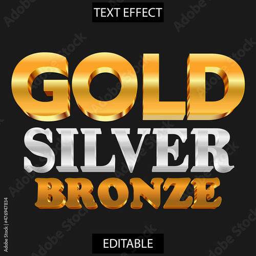 funtastic 3d premium text effect gold, silver, bronze andcool style, suitable for advertisement, title, product business, banner, promotion