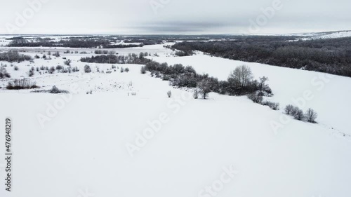 snow - covered fields . snow-covered nature from the air