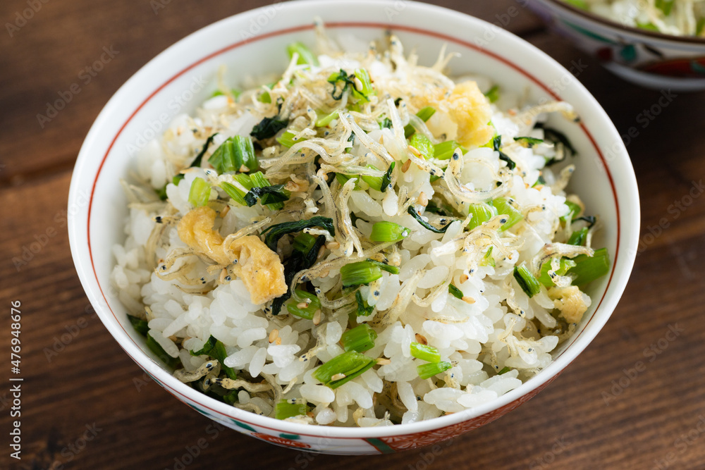 ちりめんじゃこと小松菜の混ぜご飯 ちりめんじゃこと小松菜の混ぜご飯