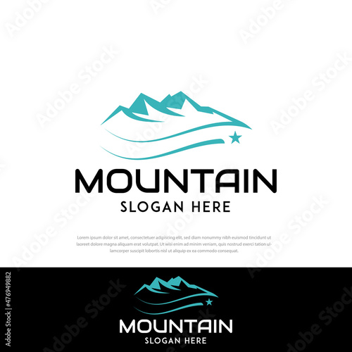 Logo mountain star line illustration, icon, symbol, template, illustration, reinforcement