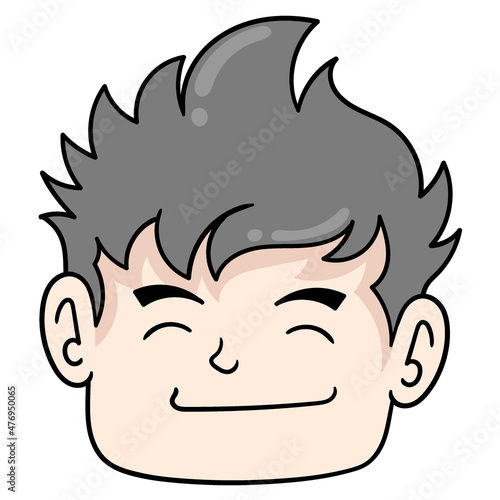 handsome faced boy head smiling friendly, doodle icon drawing