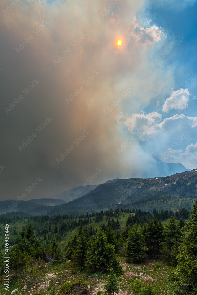 Wildfire smoke in Sunshine Meadows, Canada