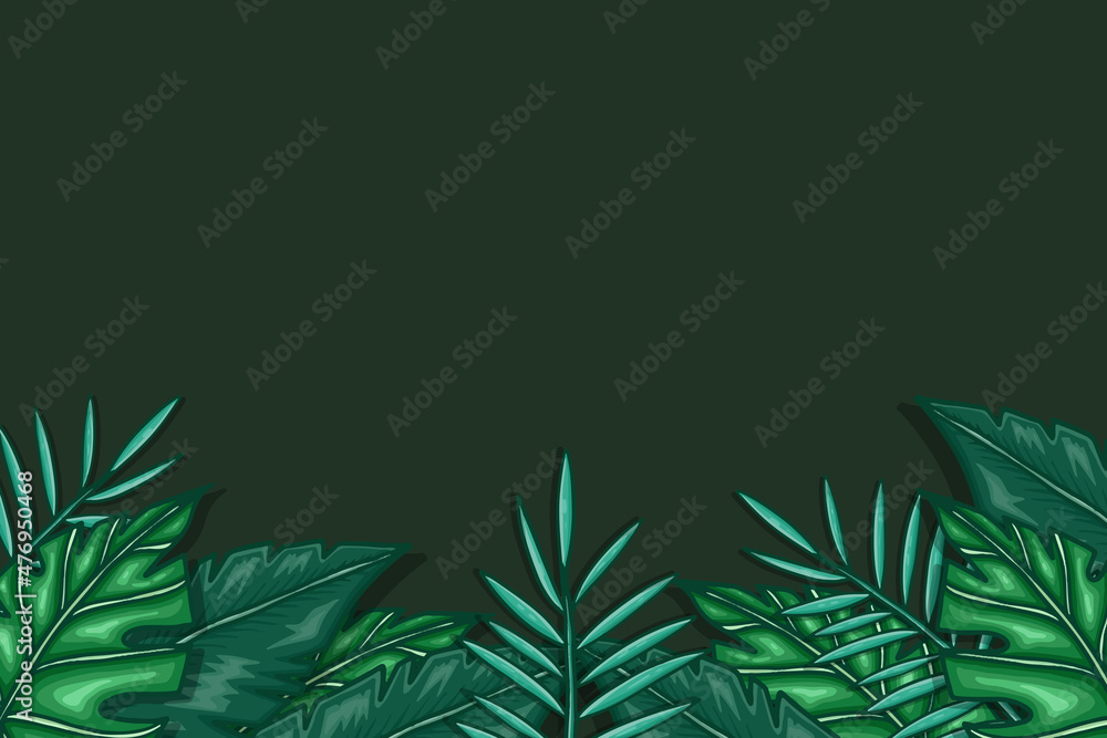 tropical green leaves background with copy space