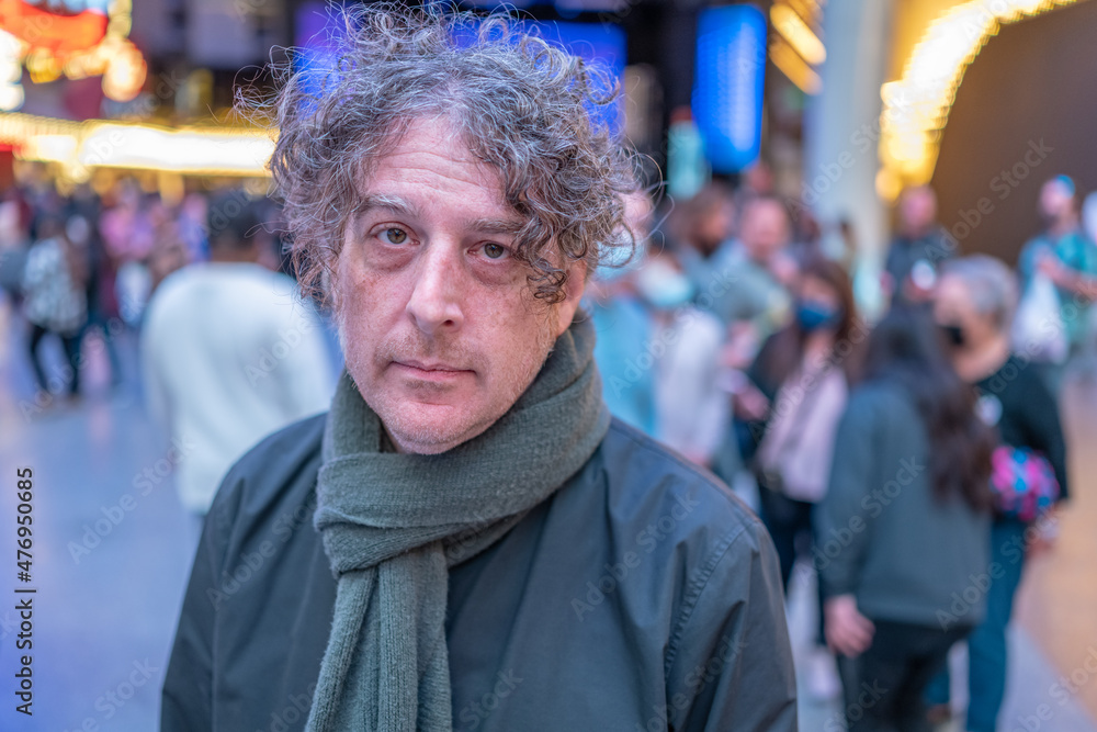 Portrait of a middle aged man on Fremont Street downtown Las Vegas. Portrait of a middle aged man on Fremont Street downtown Las Vegas.