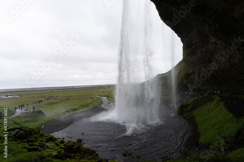 Beautiful aerial footage of the Seljalandsfoss and Gljufrabui waterfalls in Iceland on summer