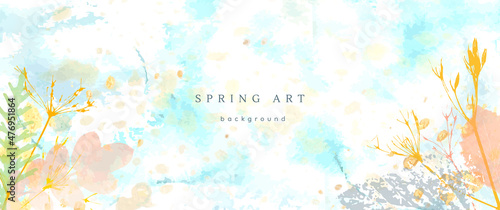 spring season vector background pastel banner blue