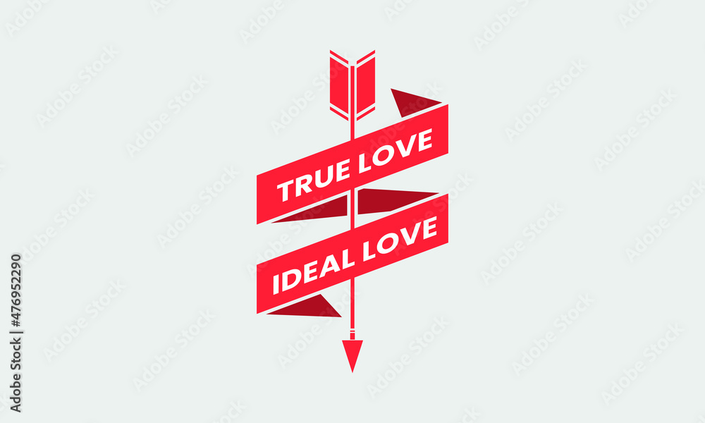 True Love or Ideal Love banner shape with arrowicon abstract monogram vector logo template True Love or Ideal Love banner shape with arrowicon abstract monogram vector logo template