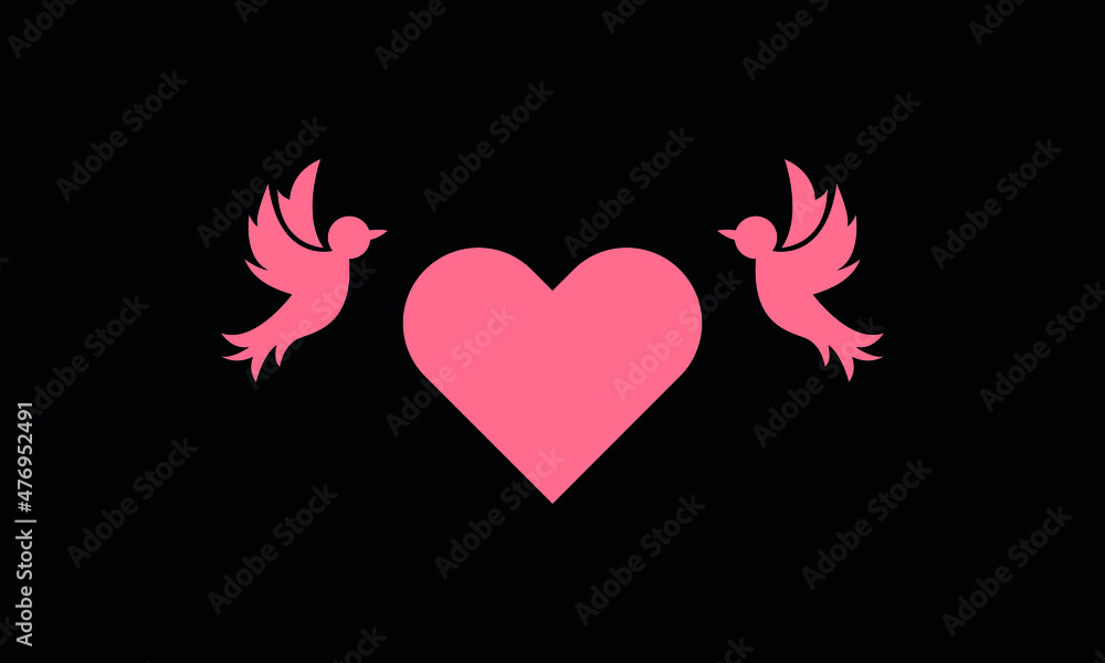 Heart shape with two love birdsicon abstract monogram vector logo template Heart shape with two love birdsicon abstract monogram vector logo template