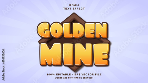 Golden Mine Cartoon Games Editable Text Effect