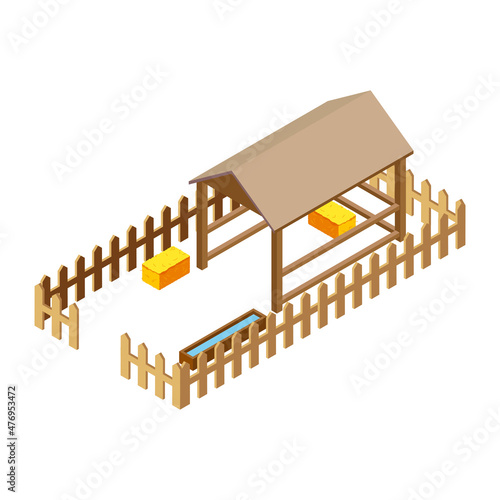 Isometric Cattle Enclosure Composition