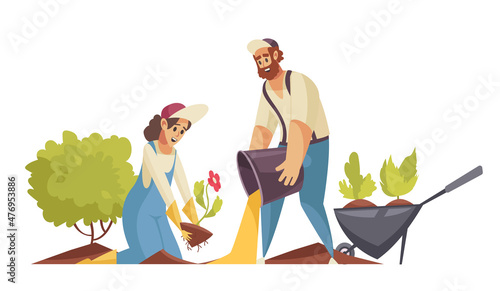 Planting Flower Gardening Composition