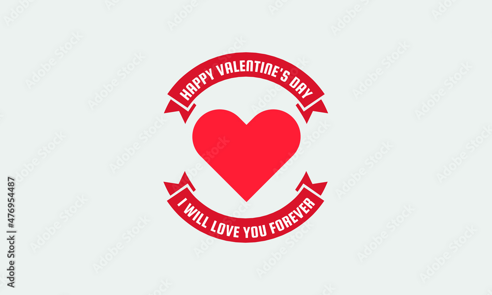 Happy valentines day I will love you forever round circle shapeicon abstract monogram vector logo template