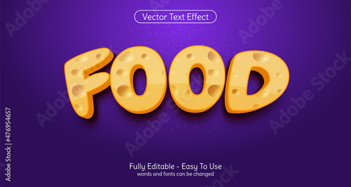 Creative 3d text Food, editable style effect template