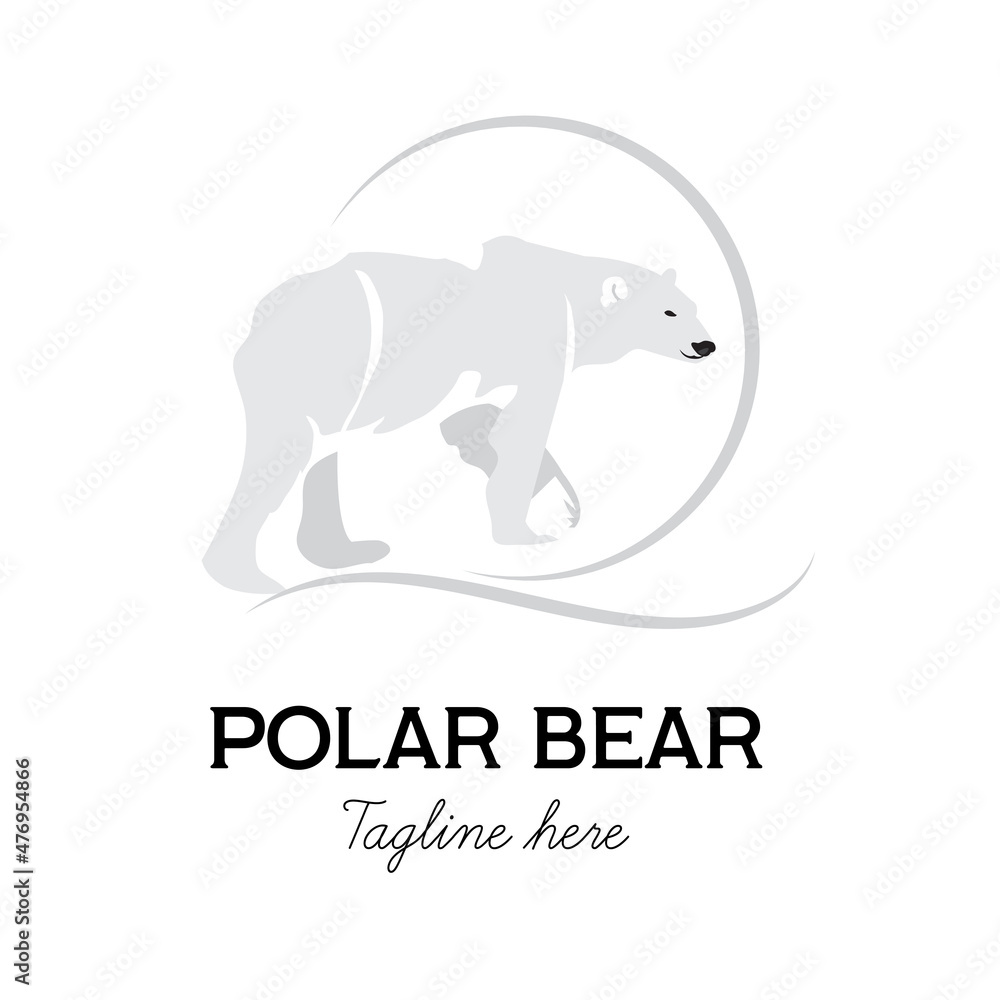 Polar bear animal logo vector illustration with dummy text on white background.