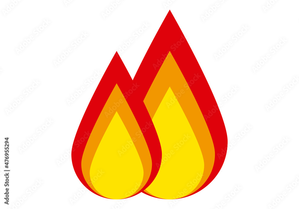 Icono de llama de fuego en fondo blanco. Icono de llama de fuego en fondo blanco.
