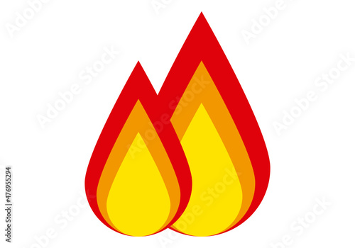 Icono de llama de fuego en fondo blanco.