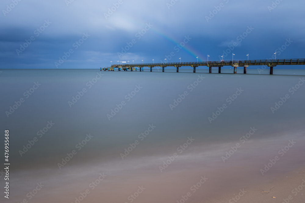 Long Exposure of a Jetty pier with calm sea, Zingst, Germany