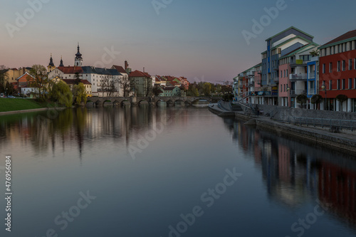 Oldest bridge in Czech republic. Beautiful evening twilight with beautiful bridge in Pisek. © Pavel