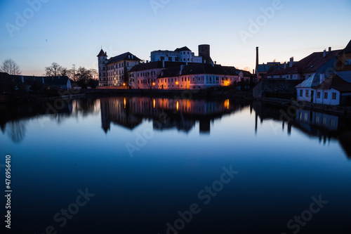  Jindrichuv Hradec Castle with Reflection on The Water-South Bohemia, Czech Republic,Europe