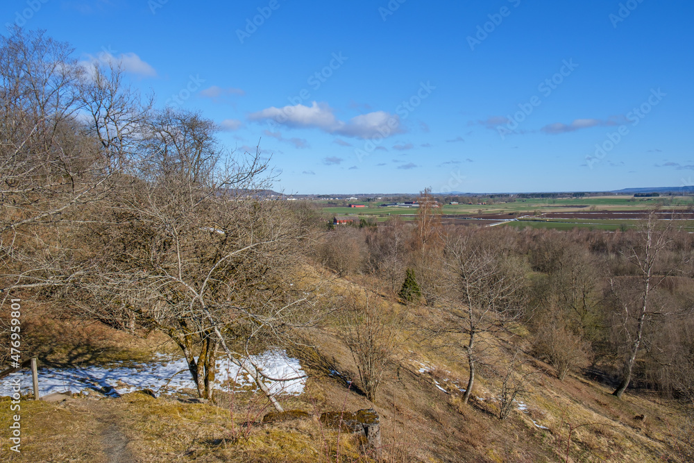 View of a beautiful landscape in early spring