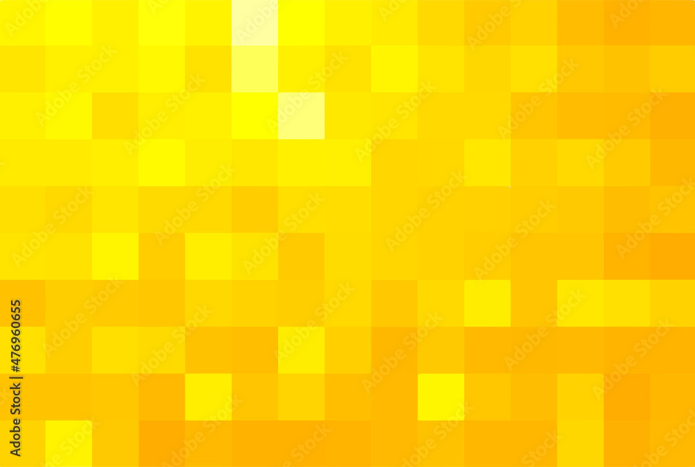 Background from yellow squares. Gold geometric texture. Vector pattern of square yellow pixels. A backing of mosaic squares for branding, calendar, card, banner, cover, website