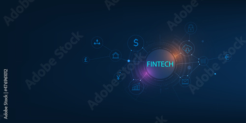 Fintech -financial technology concept.Business investment banking payment.vector illustration.