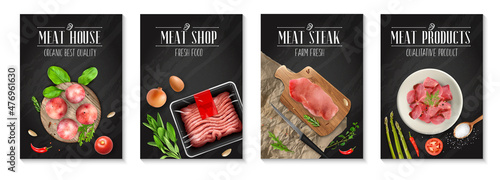 Meat Product Poster Realistic Set