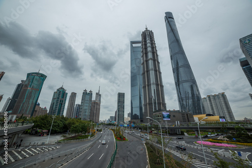 Shanghai Tower, world Financial Center and Jin Mao Tower in Shanghai, These are the tallest buildings in Shanghai. photo