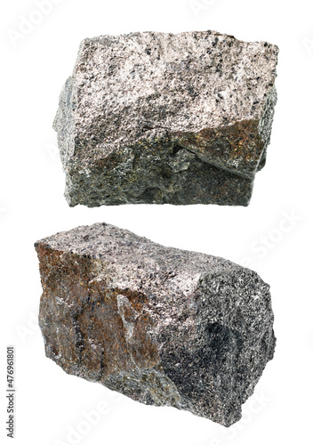set of pyrrhotite stones cutout on white photo