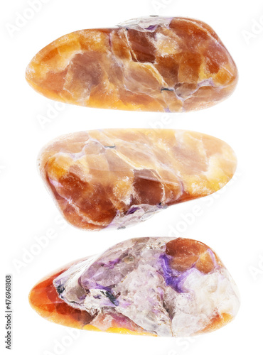 set of tinaksite stones cutout on white photo