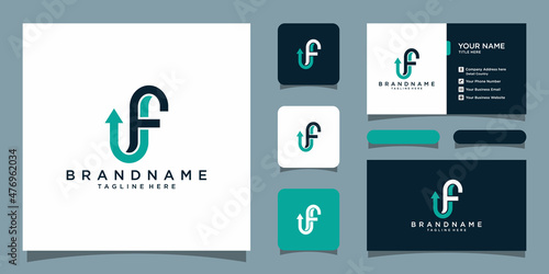 Initial Letter UF or FU Logo Icon Design with business card design template