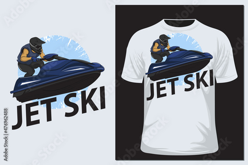 Jet Ski T shirt Design. Ready to printed t-shirt, sticker, apparel, clothing, poster.