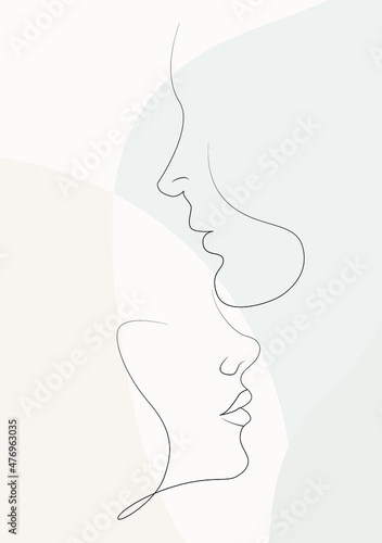 lovers on a soft background in illustrator only with lines