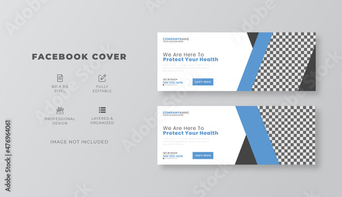 Medical healthcare facebook cover web banner design protect your health social media cover template.