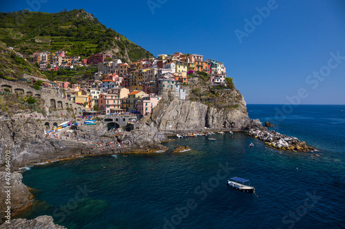 Picturesque view of Manarola  Laguria  Italy in the sunny summer day